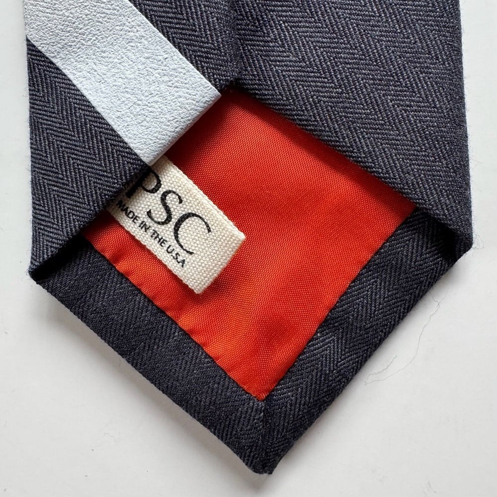POCKET SQUARE CLOTHING The Rodeo Tie Los Angeles Necktie Grey Wool Herringbone - Picture 7 of 13